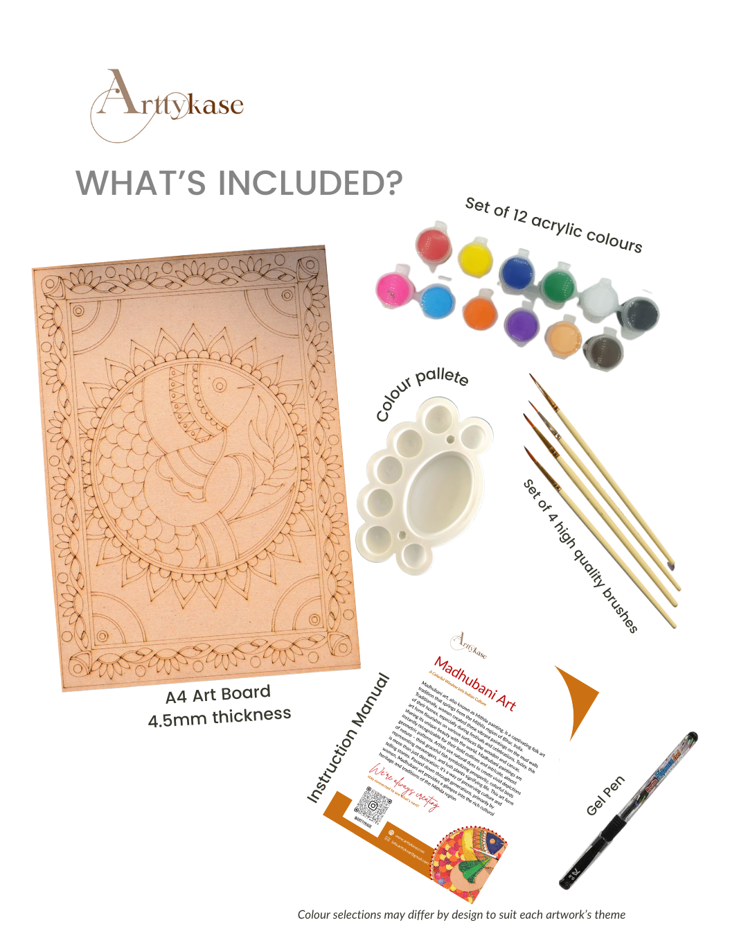 Madhubani Good Luck Fish Mandala Kit (UK) – Pre-Marked A4 Board & 12 Acrylic Paints