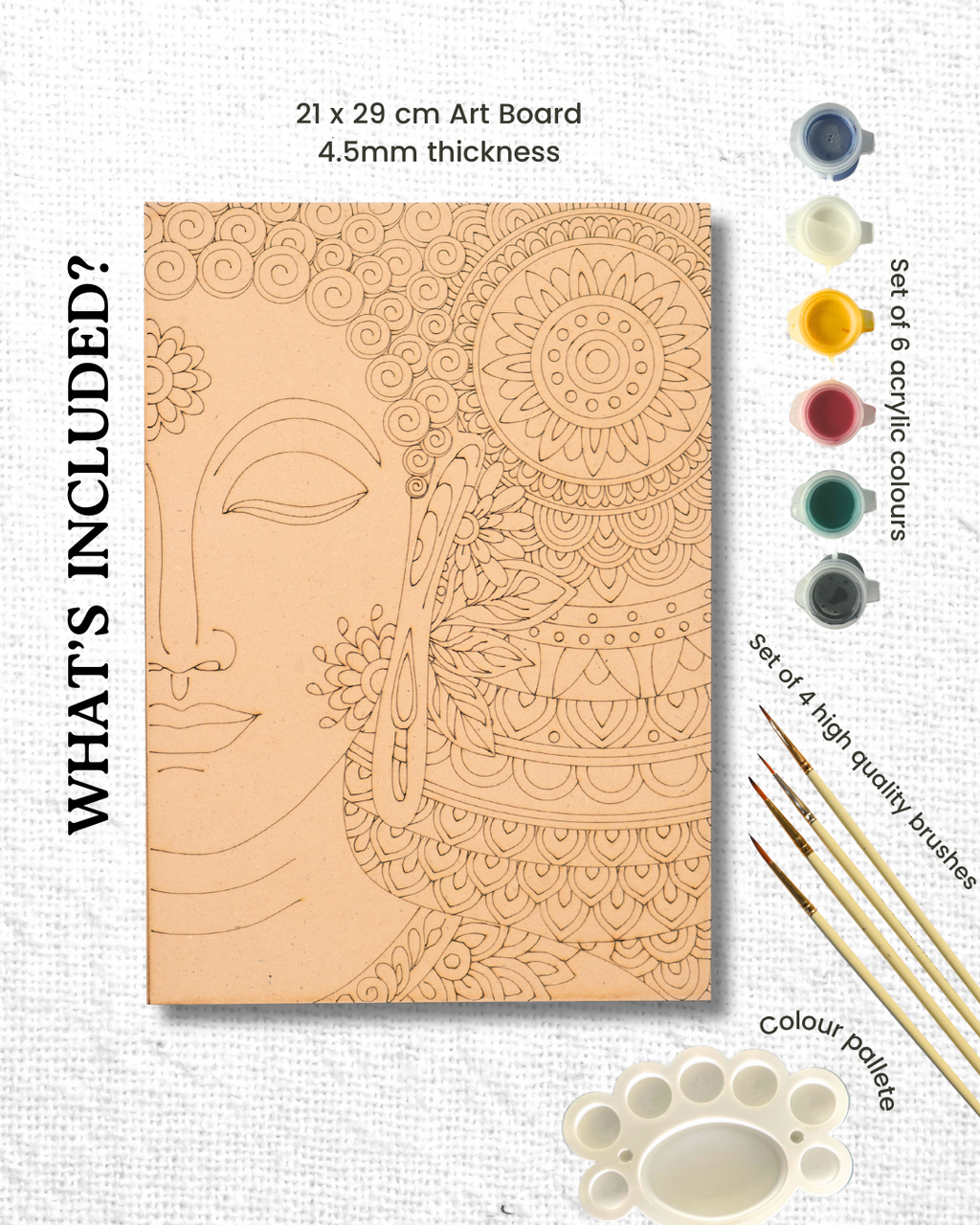 Buddha Mandala Art Kit (UK) – Pre-Drawn A4 Board DIY Painting for Mindfulness