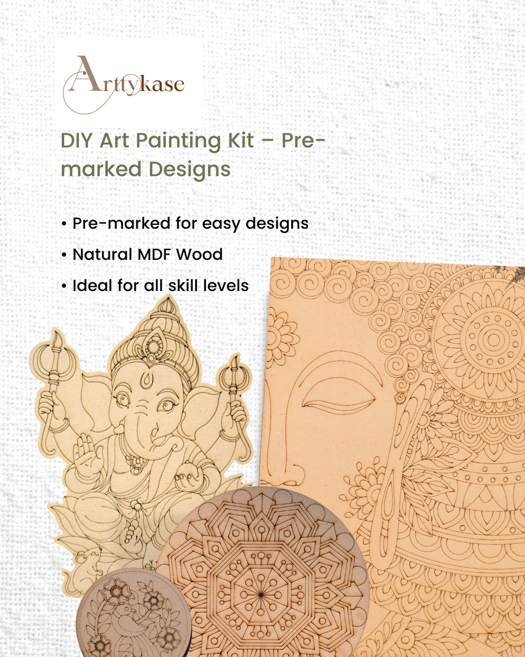 Madhubani Good Luck Fish Mandala Kit (UK) – Pre-Marked A4 Board & 12 Acrylic Paints