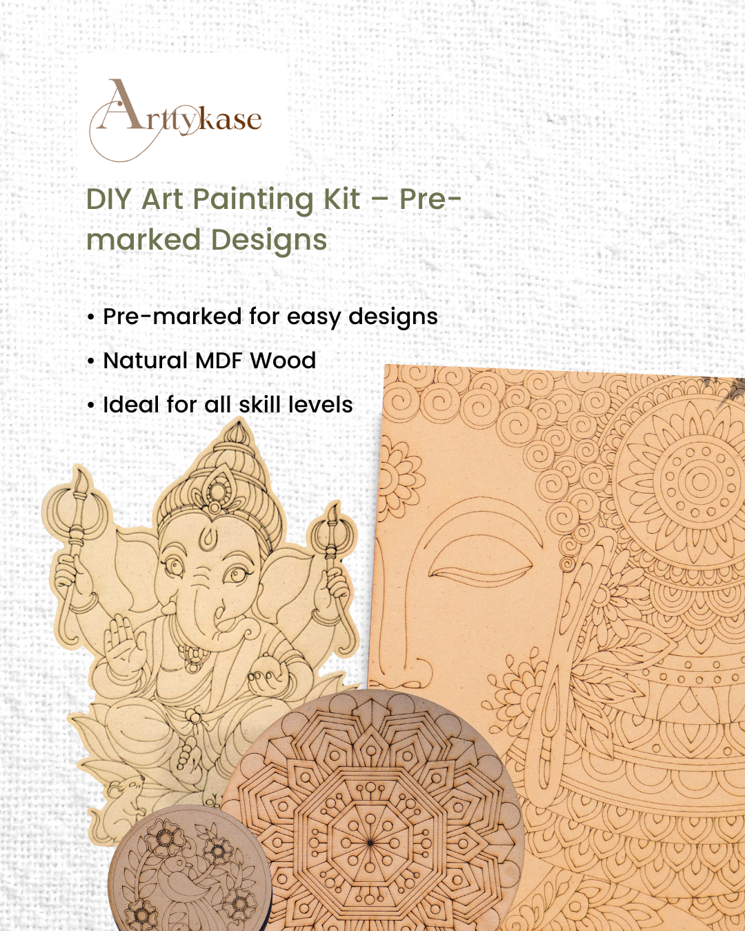 Madhubani Good Luck Fish Mandala Kit (UK) – Pre-Marked A4 Board & 12 Acrylic Paints